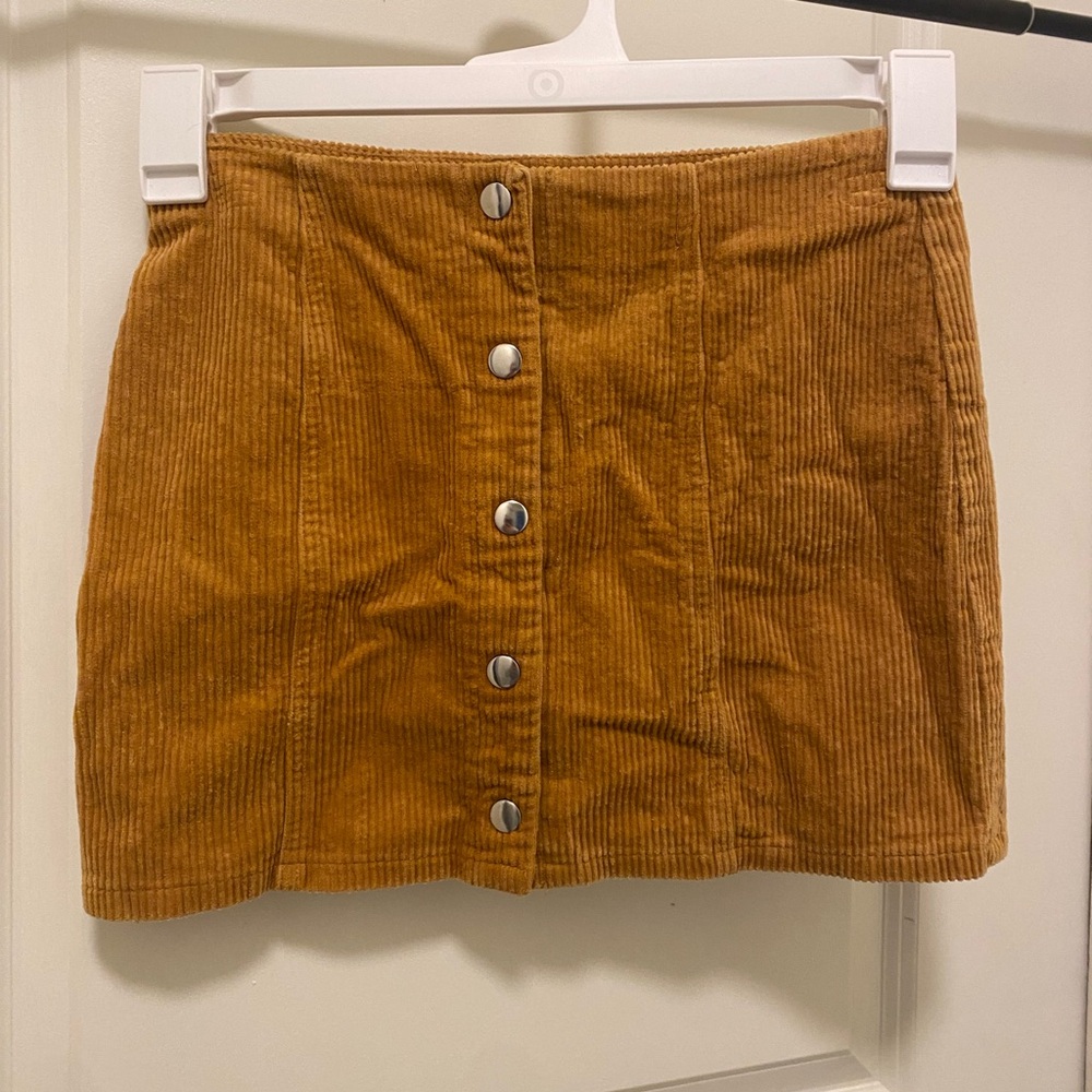 Forever 21 Corduroy Button-Down Skirt in Brown
